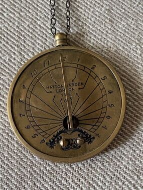 Hatton Garden London 1898 brass Sundial vintage reproduction pendant or keychain